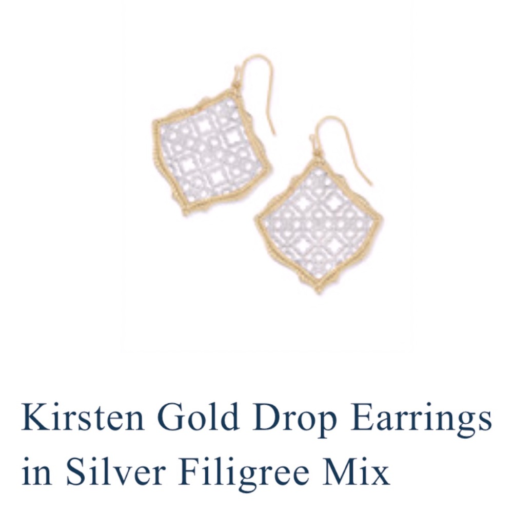 Kendra Scott “Kristen” Drop Earrings - Rose Gold Filigree. Rose Gold/Gold.
